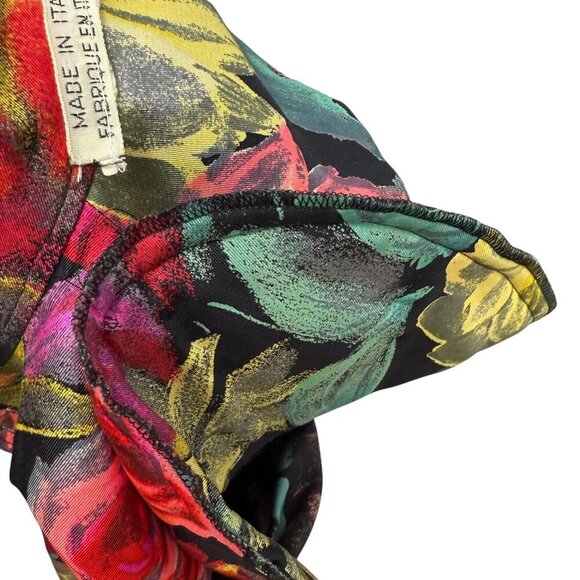Vintage Emanuel Ungaro Silk Blouse Size 6 Black Floral 70s 80s Designer Italy - Picture 11 of 12